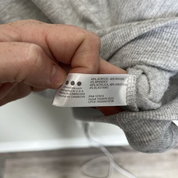 Three Dots | Light Gray Relaxed Fit Cozy Quarter Zip Pullover Top Sz. Large - Picture 4 of 5